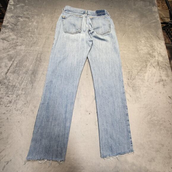 Vintage Gap Jeans Womens 4 Long Low Rise Light Wash Button Fly Raw Hem Y2K 00s - Picture 12 of 14